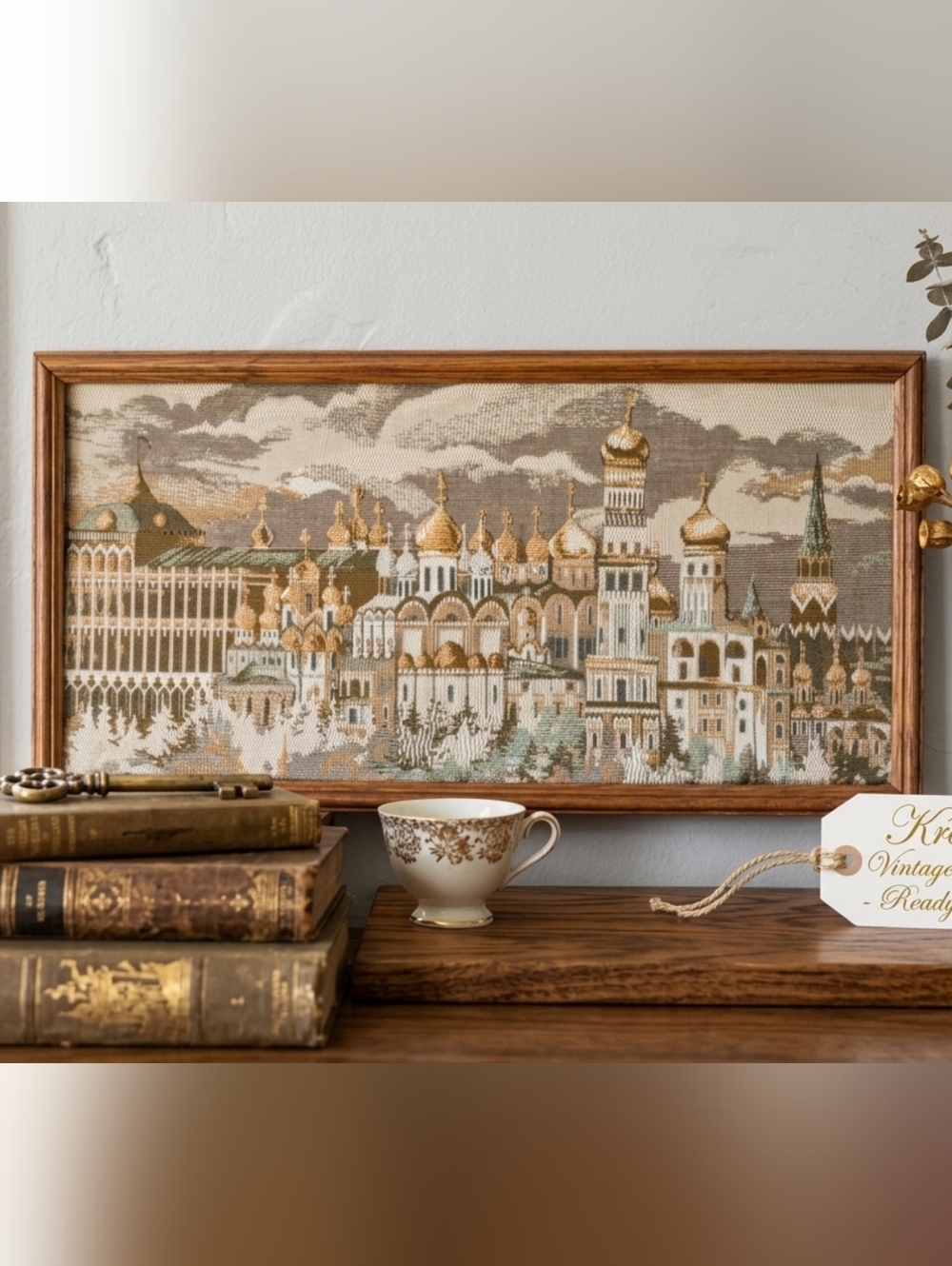 Vintage Framed Russian Kremlin Tapestry - Signed & Dated